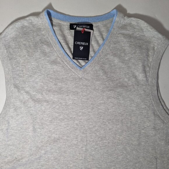 NEW- Size L Mens Cremieux Sweater Vest V-Neck Cotton Silk Gray Heather MSRP:$85 - Picture 4 of 6